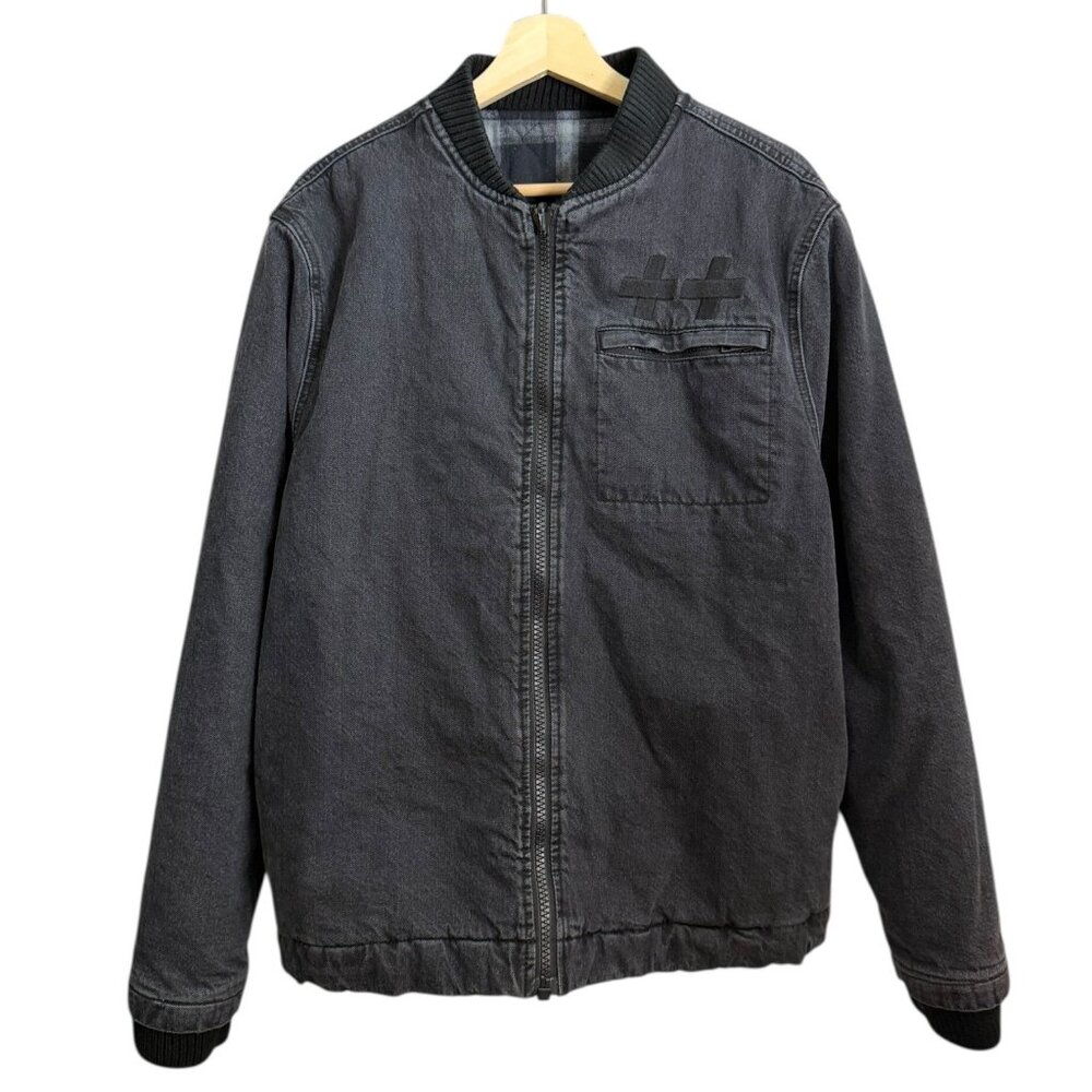 Ksubi Mens Reversible Denim Bomber Jacket Black Small Streetwear Grunge
